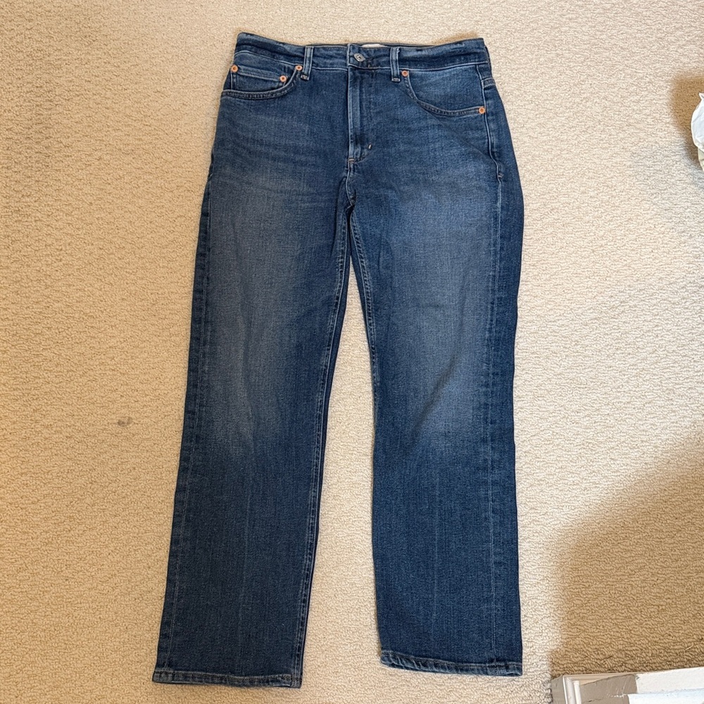 Citizens Of Humanity Straight Leg Jeans in Dark Blue Denim